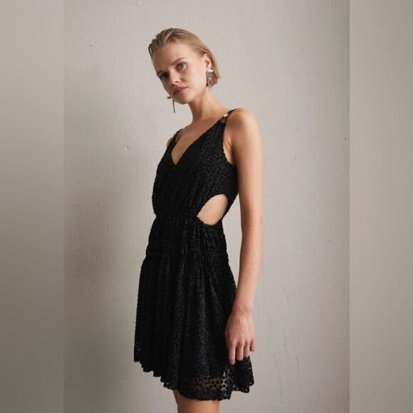 Maje Roany Velvet Cut Out Mini Dress - Picture 1 of 14